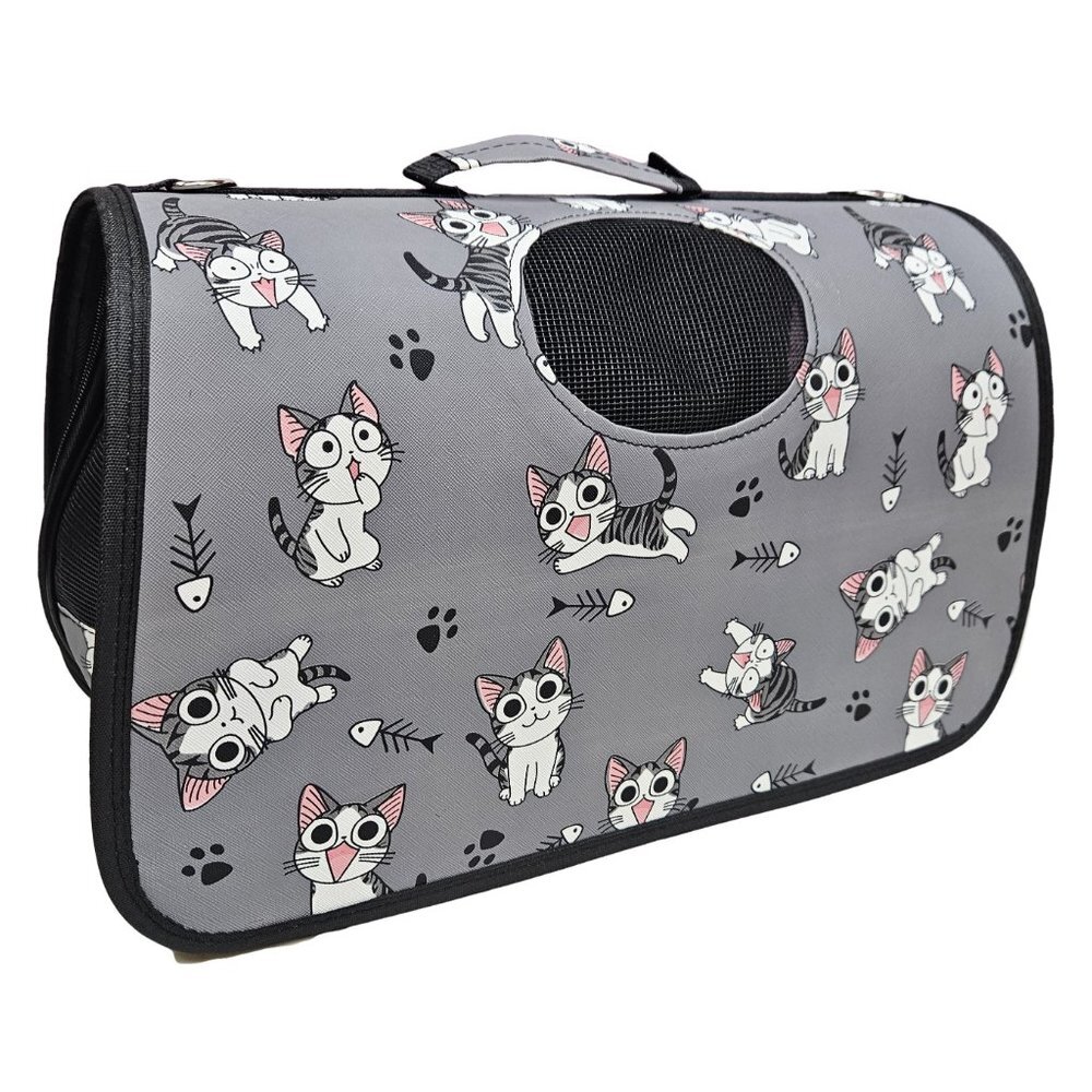 Pet Carrier for Cat, Dog or Other Pets, Grey Cats Print